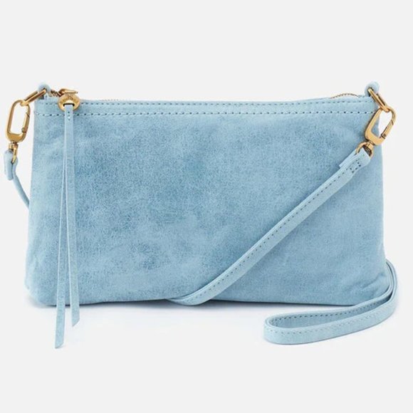 NWT New Hobo Darcy Crossbody Clutch Blue Topaz Leather Retired Rare